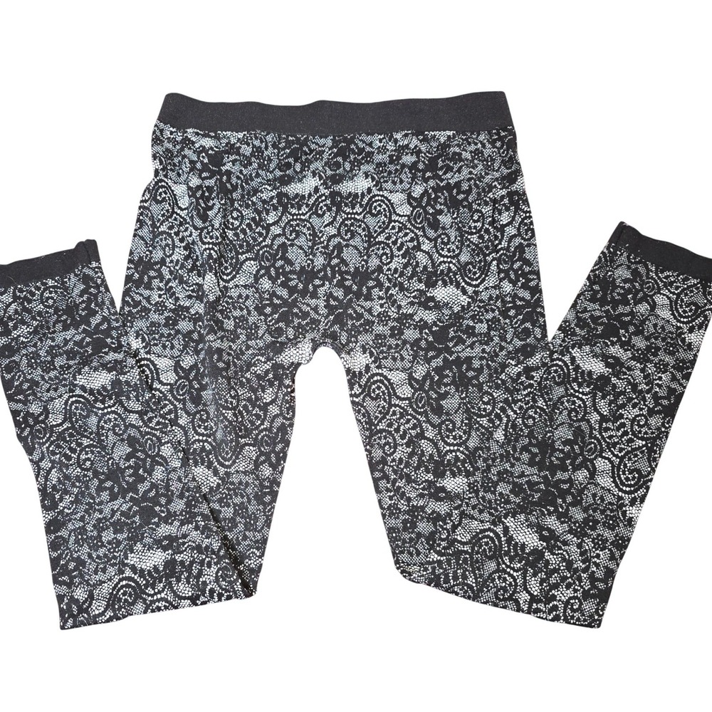 Apt 9 Women's Size XL Black & White Lace Leggings Lacy‎ Ankle Dancer